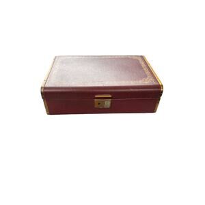 Vintage Farrington 9.5" x 6.5" Texol Two-tier Hard Jewelry Box Burgandy 60's